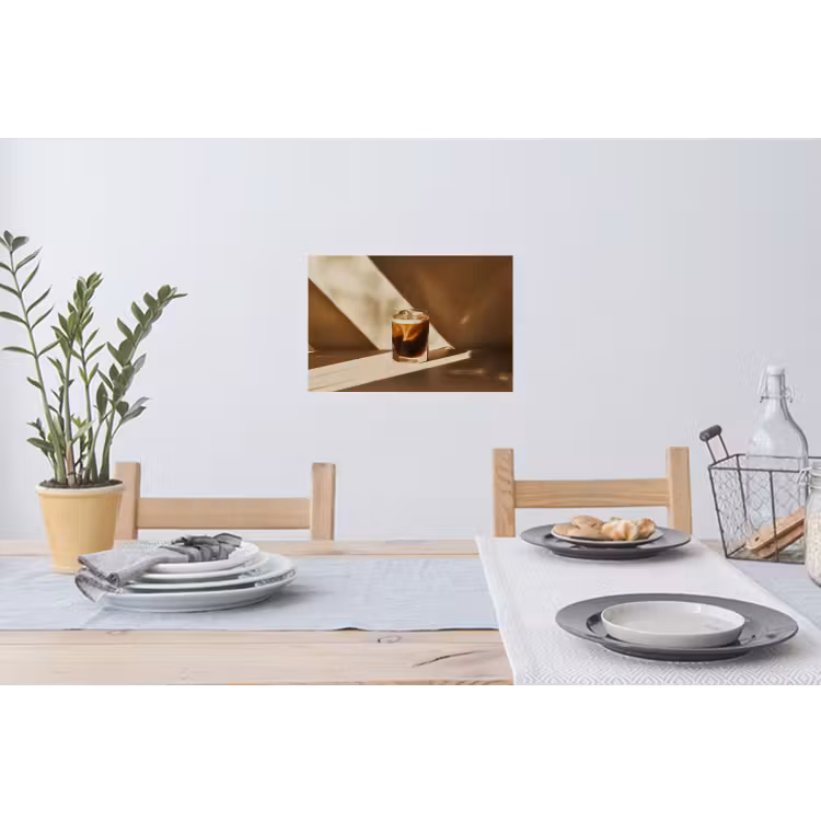 Glas - Ijskoffie - Schaduw - Bruin Muursticker klein -eettafel
