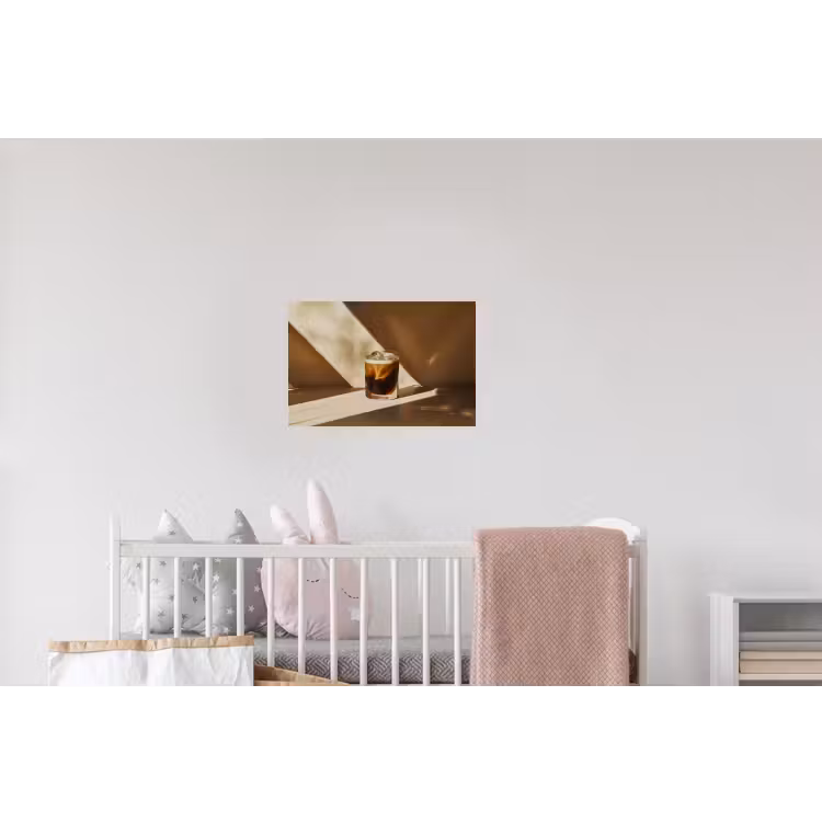 Glas - Ijskoffie - Schaduw - Bruin Muursticker klein -kinderkamer