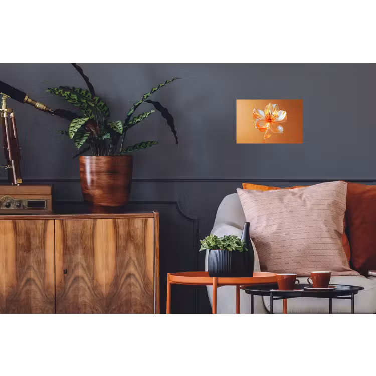 Glazen - Bloem - Oranje Muursticker klein -kamerbank