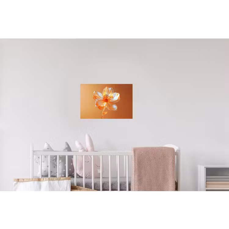 Glazen - Bloem - Oranje Muursticker klein -kinderkamer