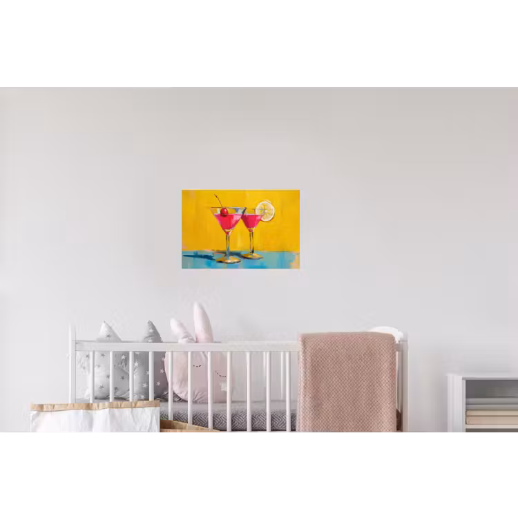 Glazen - Cocktail - Citroen - Kers Muursticker klein -kinderkamer