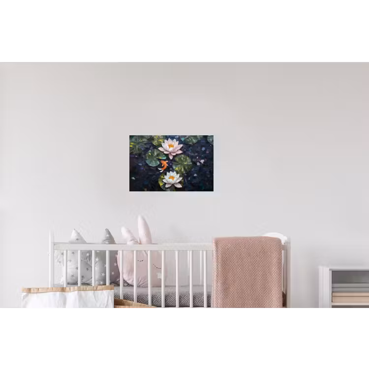 Glasstukjes - Leliebladeren - Vis - Oranje Muursticker klein -kinderkamer