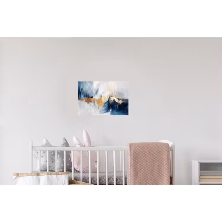 Goud - Blauw - Watercolor - Kunst - Modern Muursticker klein -kinderkamer