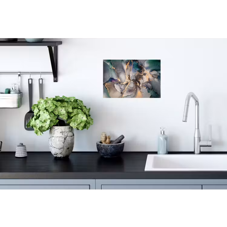Goud - Blauw - Marmer Muursticker klein -keuken