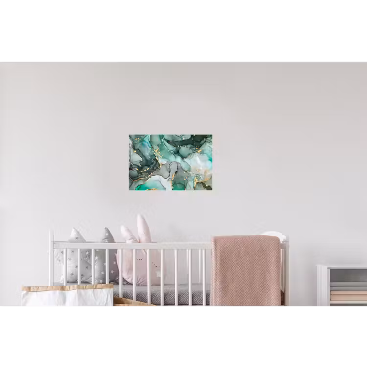 Goud - Marmer - Groen - Luxe - Marmerlook - Grijs Muursticker klein -kinderkamer