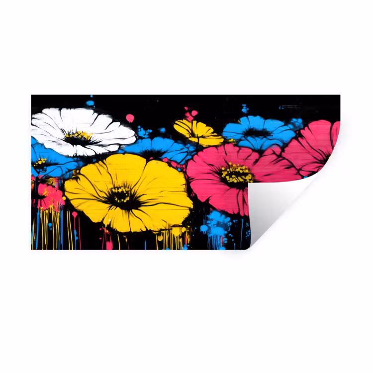 Graffiti - Bloemen - Kleur Muursticker klein -3d