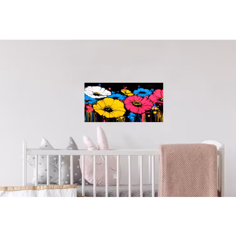 Graffiti - Bloemen - Kleur Muursticker klein -kinderkamer