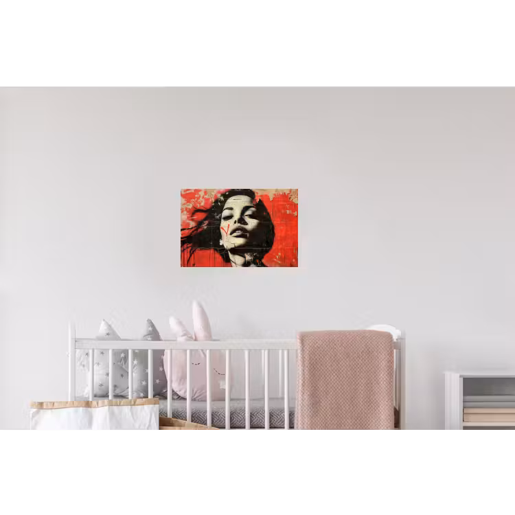 Graffiti - Vrouw - Rood - Street art - Banksy Muursticker klein -kinderkamer