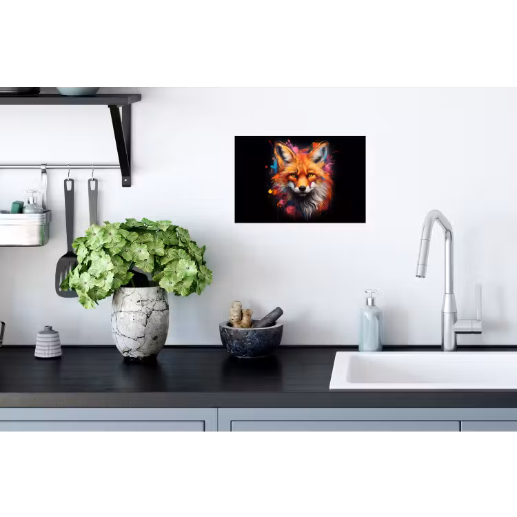 Graffiti - Vos - Zwart - Pop art Muursticker klein -keuken
