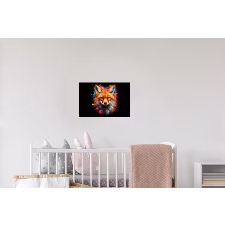 Graffiti - Vos - Zwart - Pop art Muursticker klein -kinderkamer