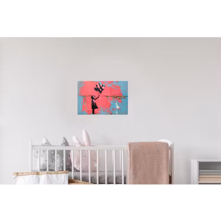 Graffiti - Meisje - Ballon - Banksy - Street art Muursticker klein -kinderkamer