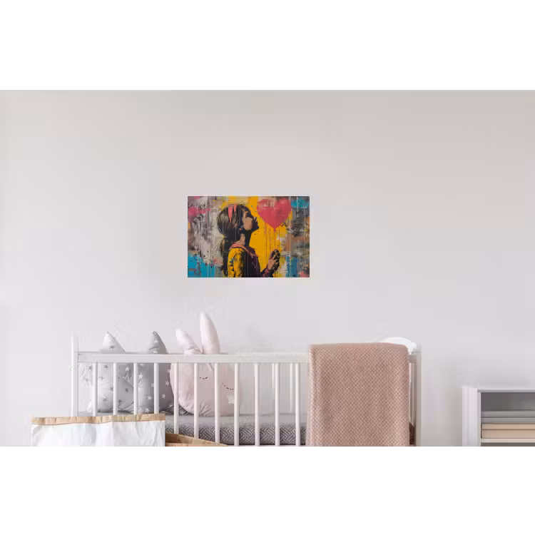 Graffiti - Meisje - Ballon - Street art Muursticker klein -kinderkamer
