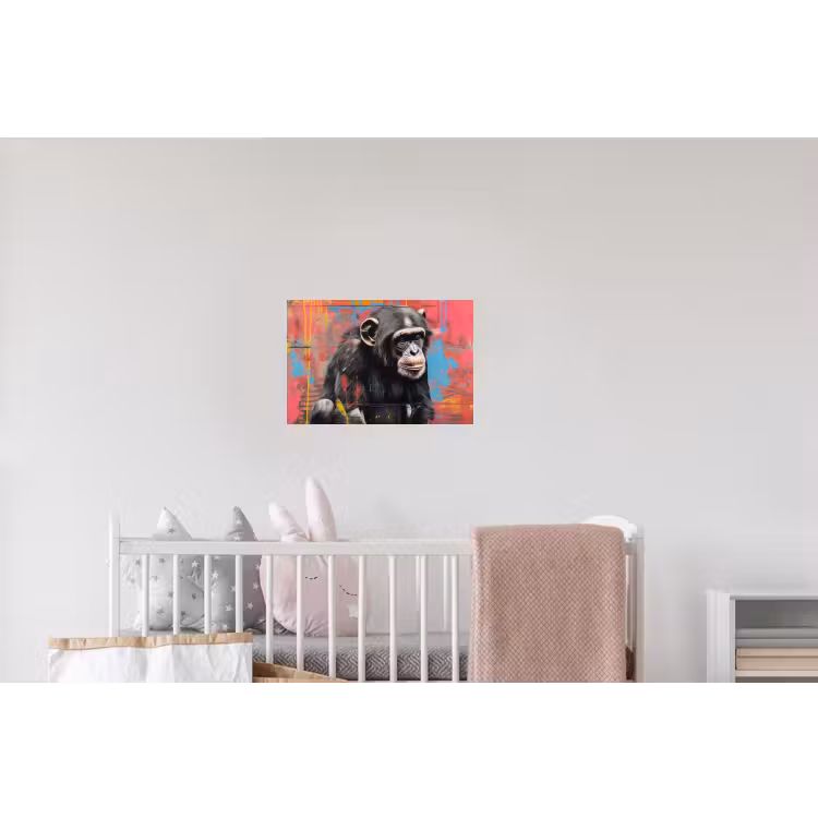 Graffiti - Chimpansee - Dieren - Street art - Banksy Muursticker klein -kinderkamer