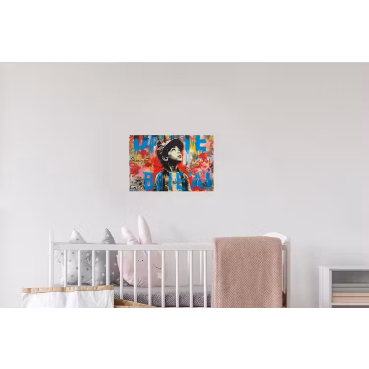 Graffiti - Vintage - Jongen - Street art - Neon - Banksy Muursticker klein -kinderkamer