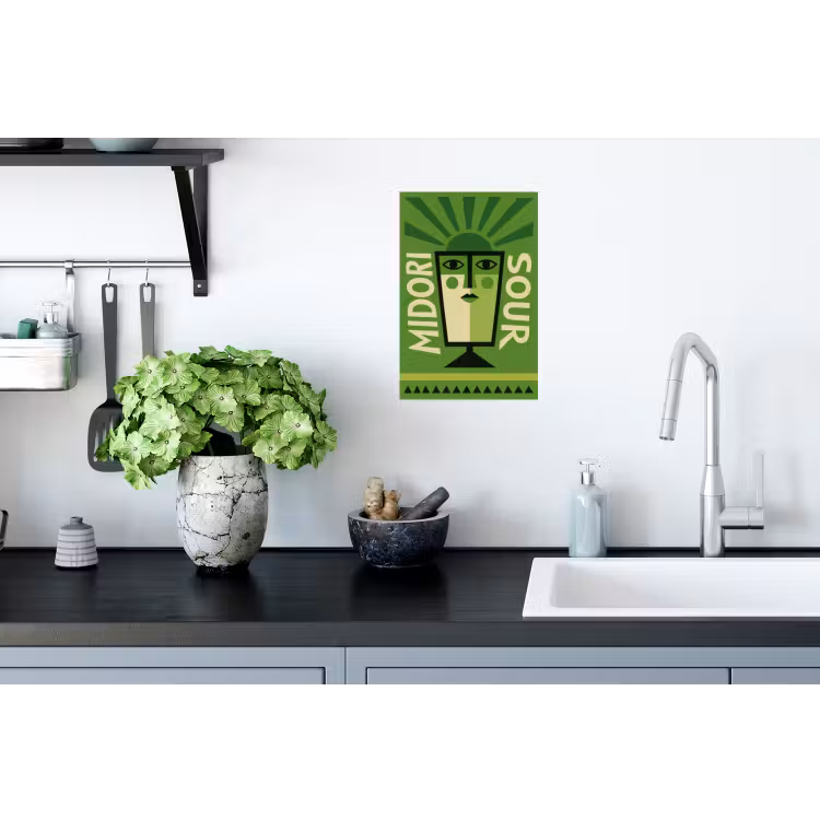 Grafisch - Art - Cocktail - Groen Muursticker klein -keuken