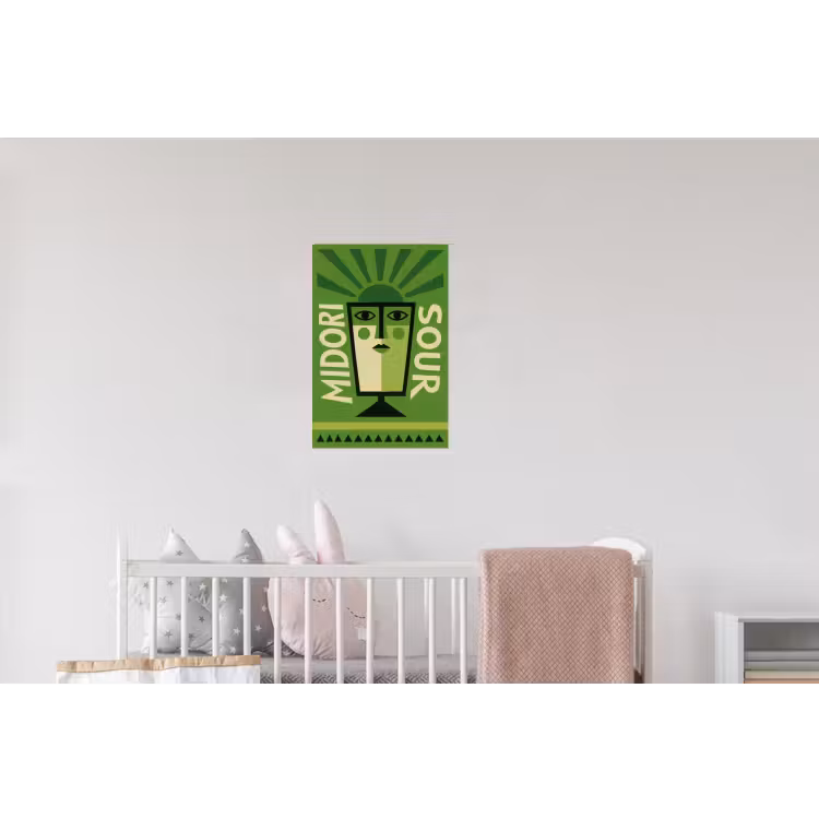 Grafisch - Art - Cocktail - Groen Muursticker klein -kinderkamer