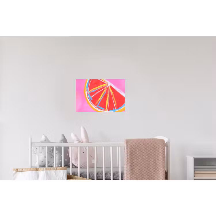 Grapefruit - Geschilderd - Roze - Strepen Muursticker klein -kinderkamer