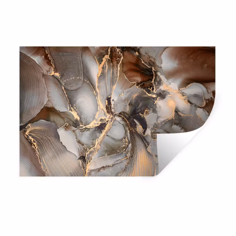 Grijs - Goud - Marmer - Marmerlook Muursticker klein -3d