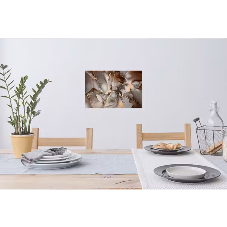 Grijs - Goud - Marmer - Marmerlook Muursticker klein -eettafel
