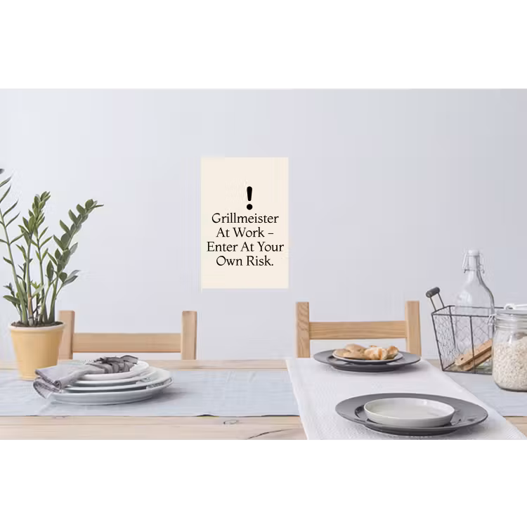 Grill - Uitroepteken - Zwart - Tekst Muursticker klein -eettafel