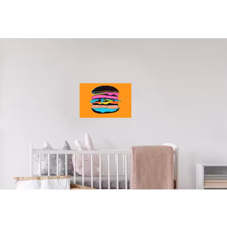 Hamburger - Kleurrijk - Speels Muursticker klein -kinderkamer