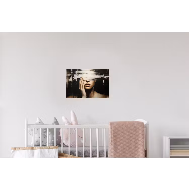 Hand - Gezicht - Strepen - Abstract Muursticker klein -kinderkamer
