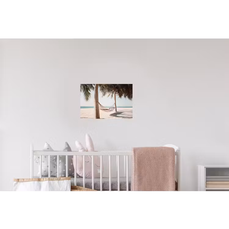 Hangmat - Palmbomen - Strand - Zee Muursticker klein -kinderkamer