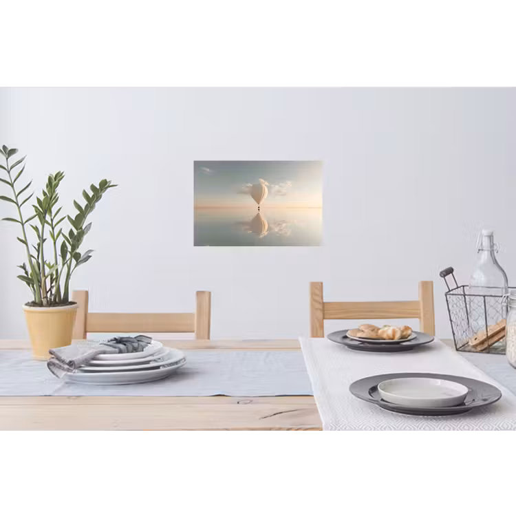 Luchtballon - Wolken - Water - Blauw Muursticker klein -eettafel