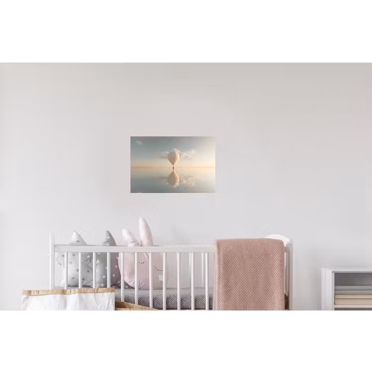 Luchtballon - Wolken - Water - Blauw Muursticker klein -kinderkamer