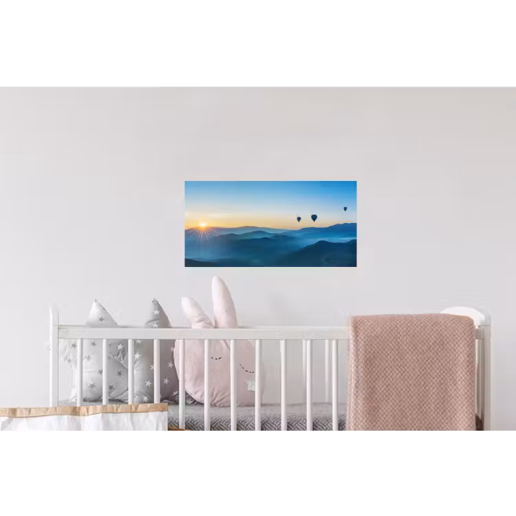 Luchtballonnen - Bergen - Zonsopgang - Landschap Muursticker klein -kinderkamer