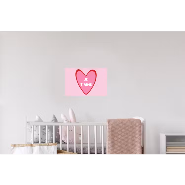 Hart - Frans - Valentijn - Roze Muursticker klein -kinderkamer