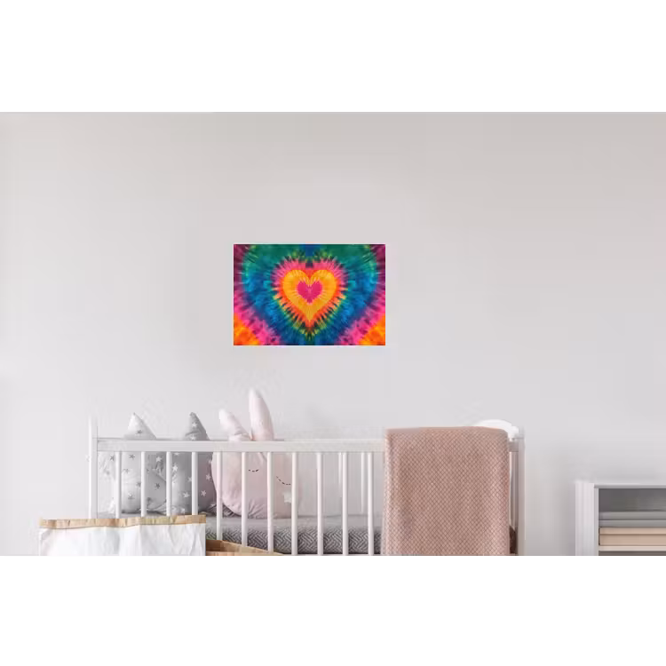 Hart - Tie Dye - Kleurrijk Muursticker klein -kinderkamer