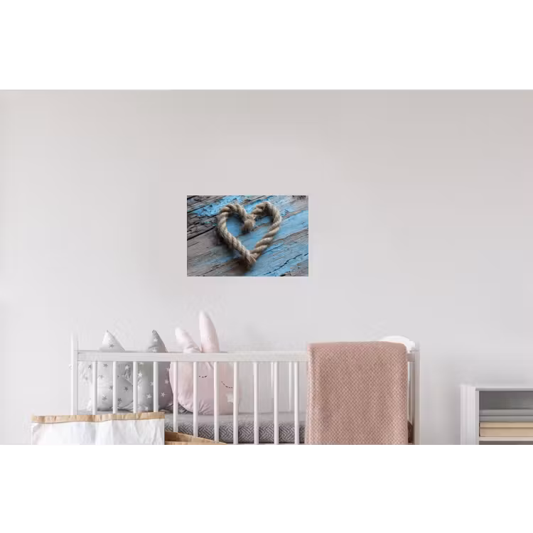 Hart - Touw - Hout - Rustiek Muursticker klein -kinderkamer