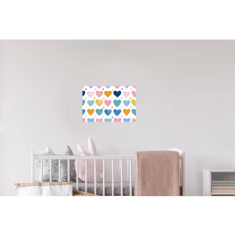 Hartjes - Pastel - Kleurcontrast - Handgetekend Muursticker klein -kinderkamer
