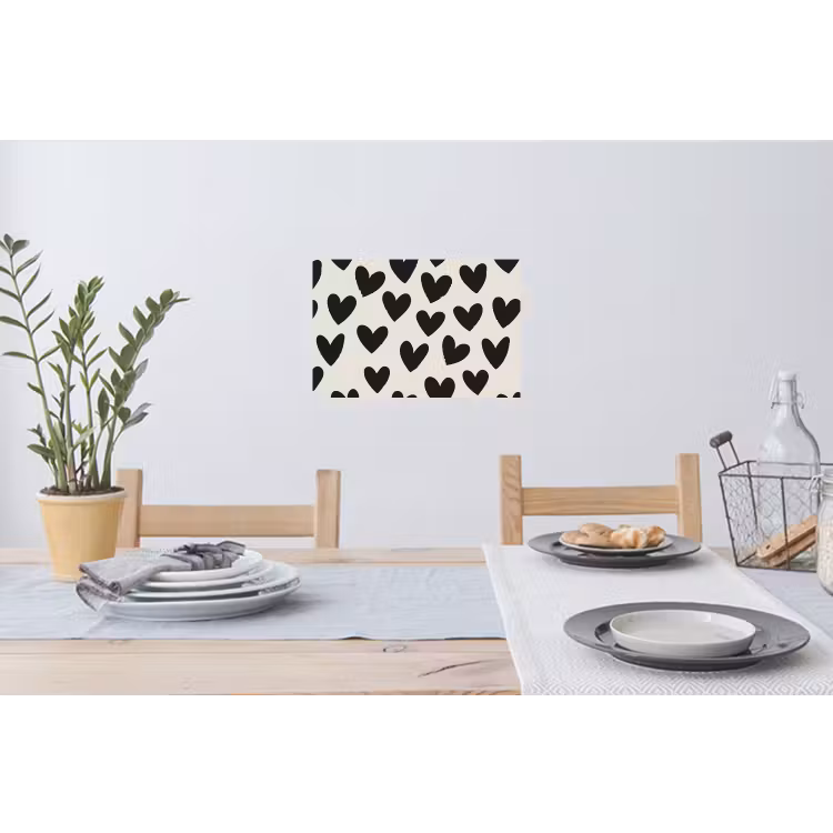 Hartjes - Zwart - Beige Muursticker klein -eettafel