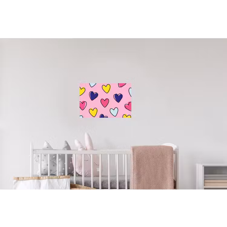 Hartjes - Valentijn - Patroon - Kleurrijk Muursticker klein -kinderkamer