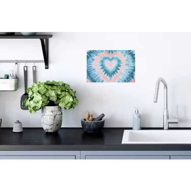 Hartvormig - Tie dye - Pasteltinten - Lichtgroen Muursticker klein -keuken