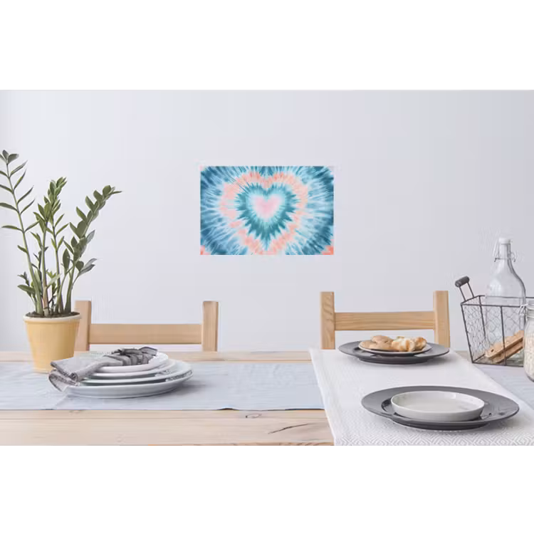 Hartvormig - Tie dye - Pasteltinten - Lichtgroen Muursticker klein -eettafel