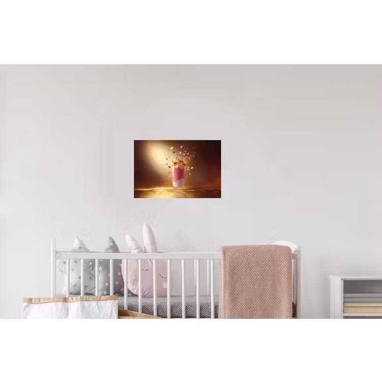 Framboos - Smoothie - Drinken - Roze Muursticker klein -kinderkamer