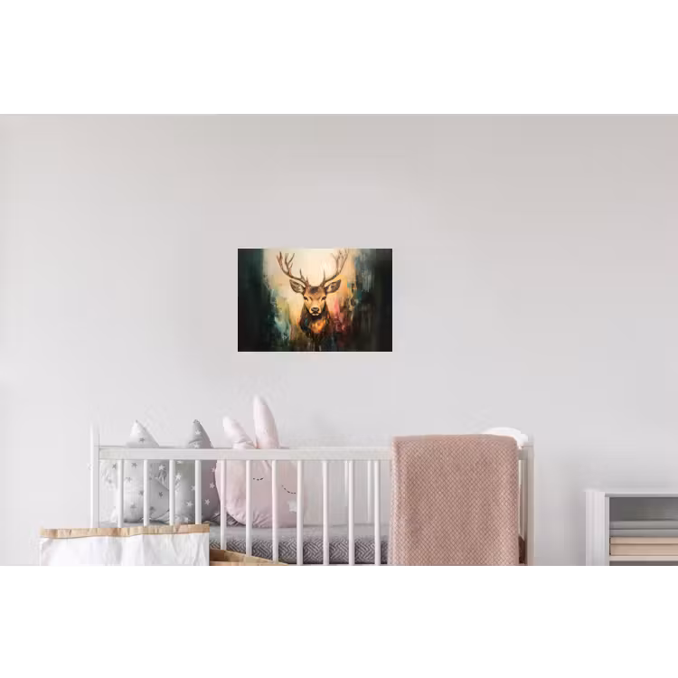 Hert - Geverfd - Gewei - Bruin Muursticker klein -kinderkamer