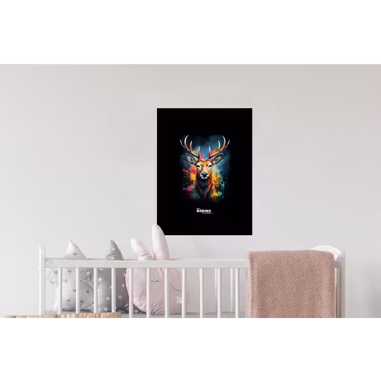 Hert met gewei tussen graffiti spray Muursticker klein -kinderkamer