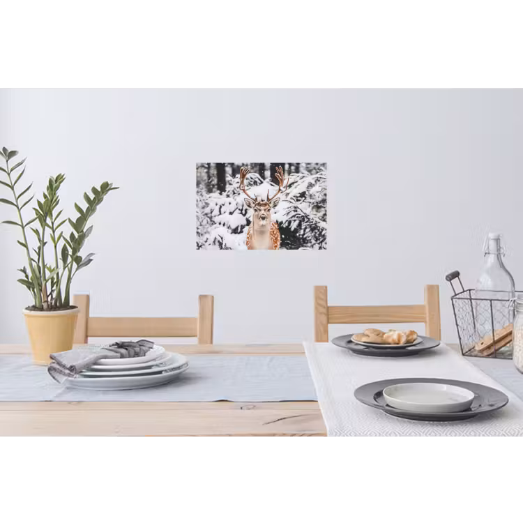 Hert - Sneeuw - Winter - Bos - Dieren Muursticker klein -eettafel