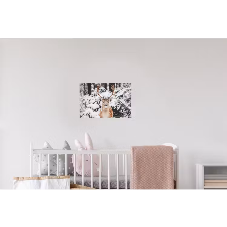 Hert - Sneeuw - Winter - Bos - Dieren Muursticker klein -kinderkamer