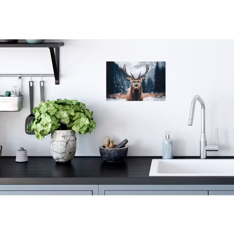 Hert - Dieren - Landschap - Winter - Sneeuw Muursticker klein -keuken