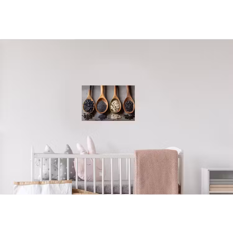 Houten - Lepels - Rijst - Zaden Muursticker klein -kinderkamer