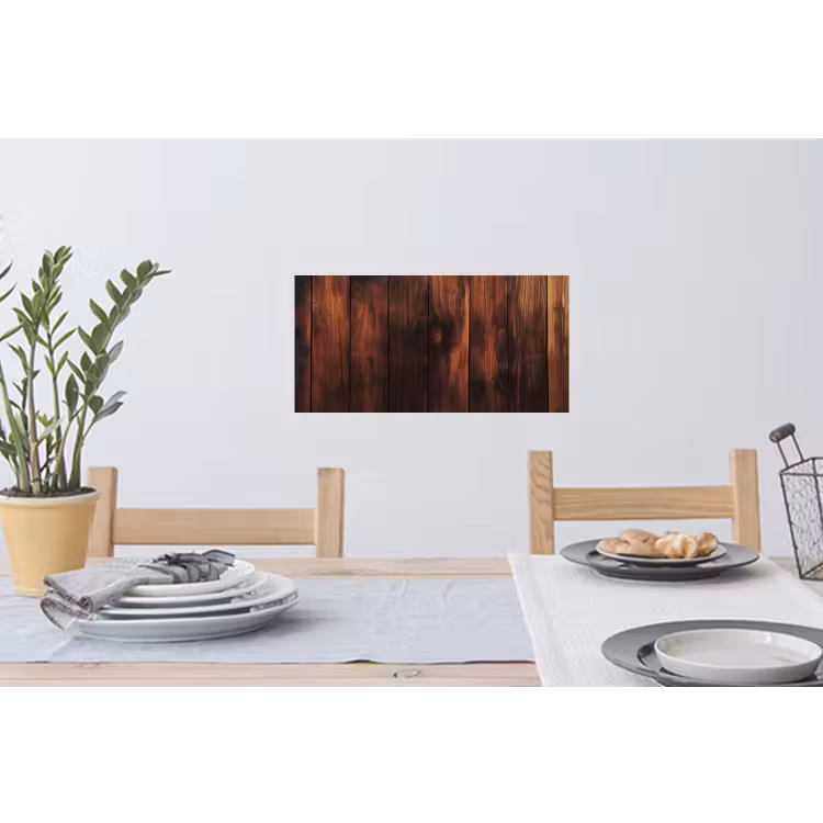 Hout - Planken - Vintage - Donkerbruin Muursticker klein -eettafel