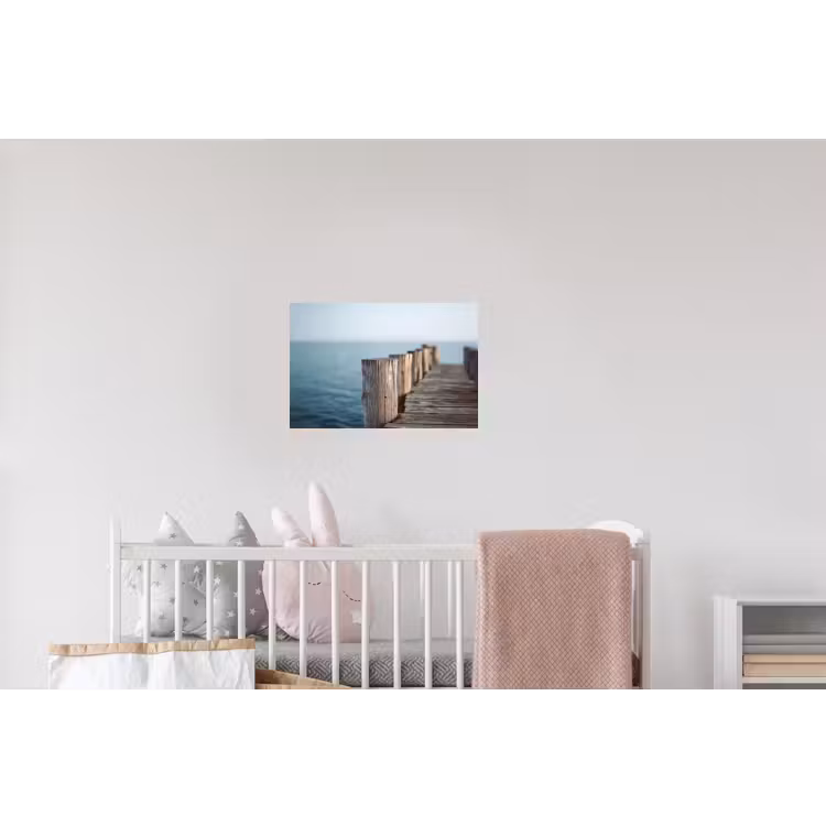 Houten steiger - Helderblauwe lucht Muursticker klein -kinderkamer