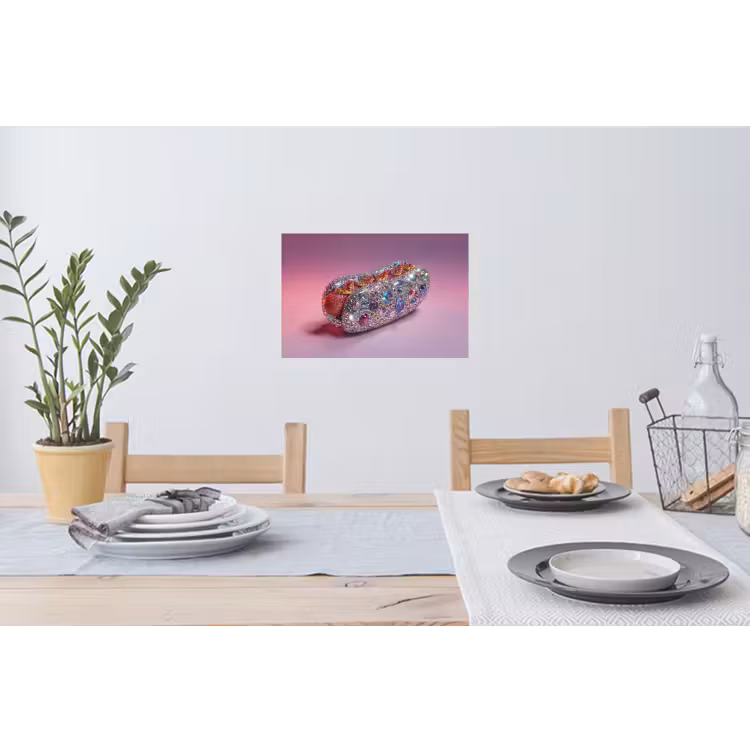 Hotdog - Steentjes - Glitters - Paars Muursticker klein -eettafel