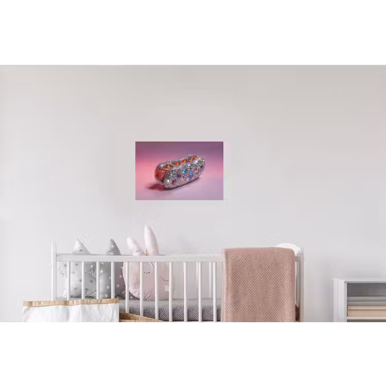 Hotdog - Steentjes - Glitters - Paars Muursticker klein -kinderkamer