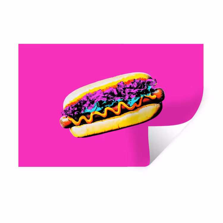 Hotdog - Roze - Retro Muursticker klein -3d